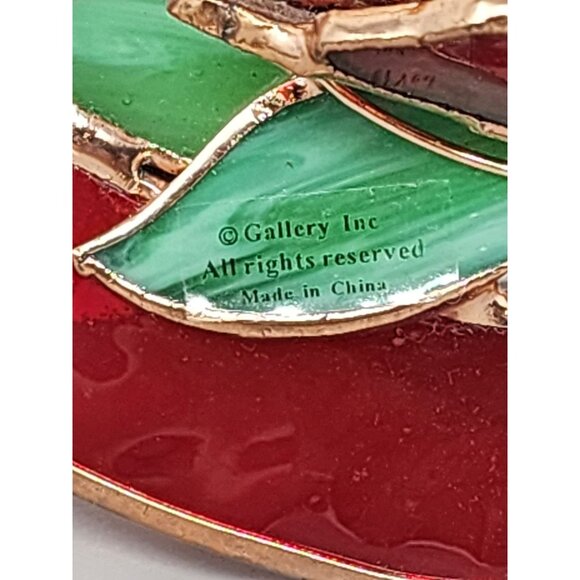 Vintage Christmas/Holiday Round 3-D Stained‎ Glass Trumpeting Angel With Rose - Picture 9 of 11